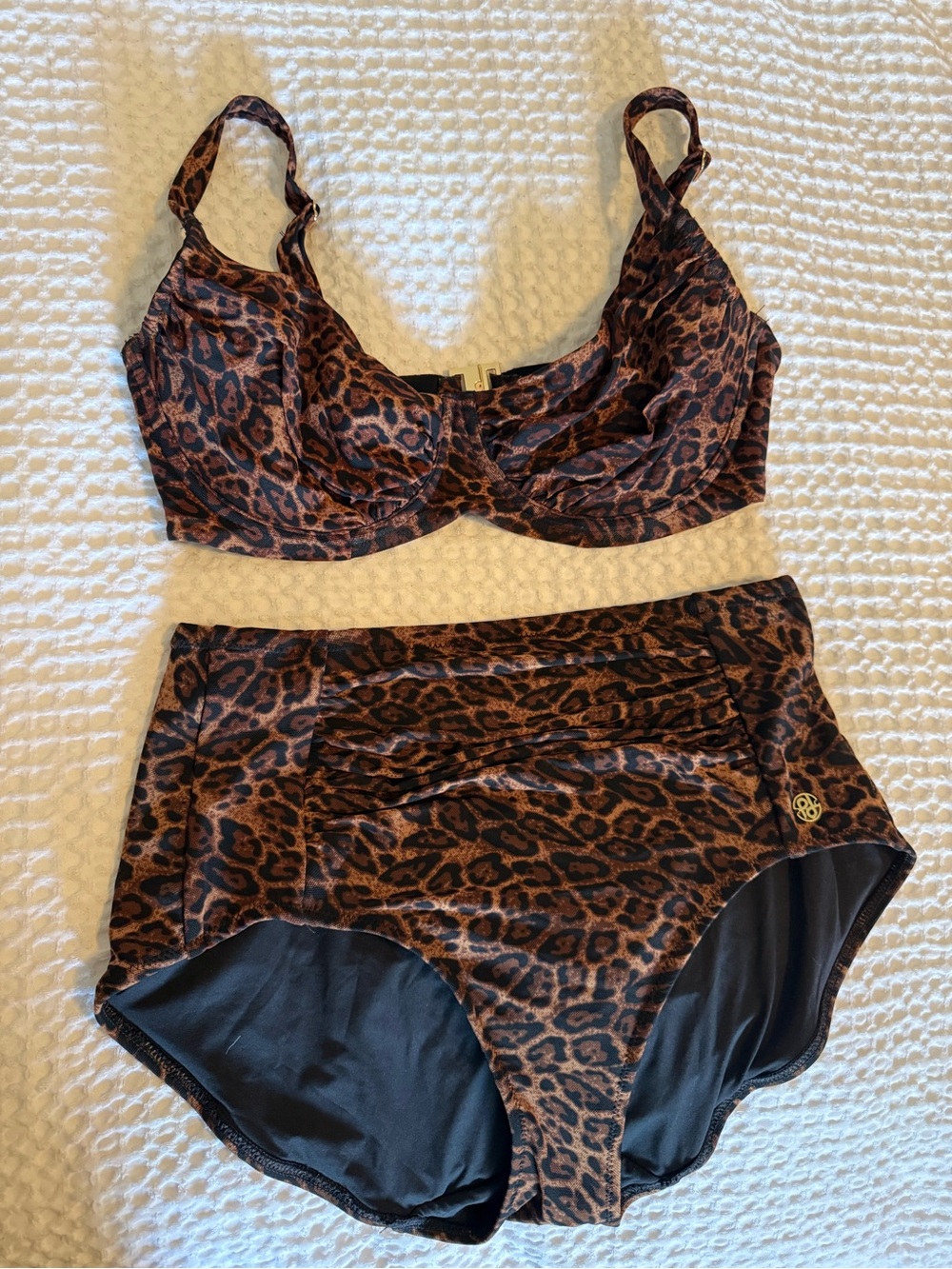 Leopard High-Waist Bikini Set - Brown
